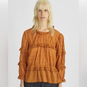 Isabel etoile Marant eyelet blouse with ruffled details. EUC